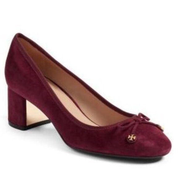 NWOT Tory Burch Laila Ballet Slipper Pump Port Suede Sz 7.5 - Picture 1 of 10